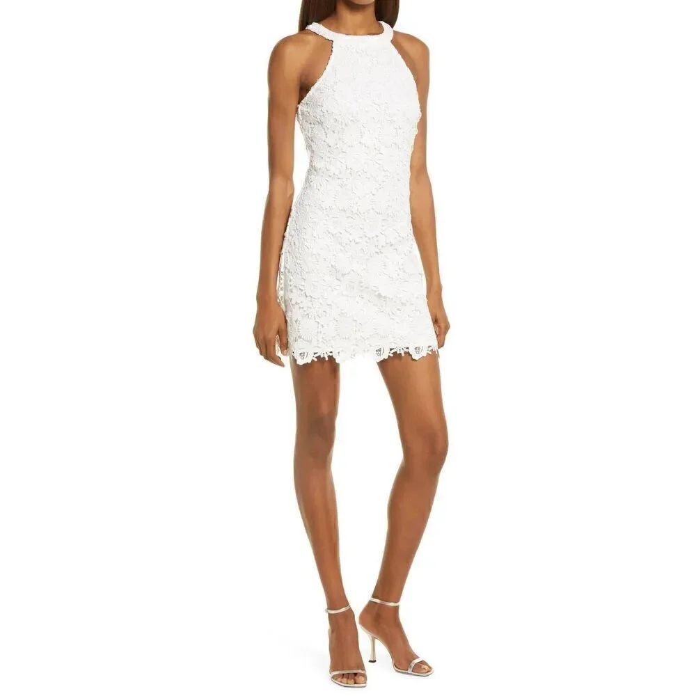 Lulu’s Love Poem Ivory Lace Mini Dress Size L NWT G4